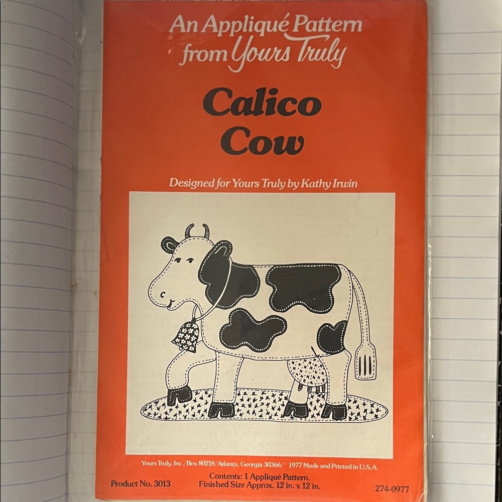 Calico Cow Appliqué Pattern